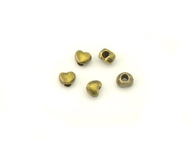 Distantier inima, finisaj bronz, 4x3 mm - 10 buc (cod 7-151)