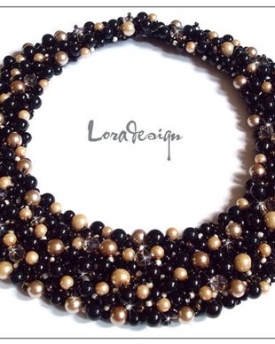COLIER NEGRU/BEJ