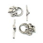 Inchizatoare tip toggle model vegetal, argintiu inchis antichizat, 25x19 mm + 30x6 mm (cod 13-110)