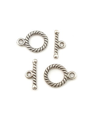 Inchizatoare tip toggle, argintiu antichizat, 15,5x11 mm + 19x6,5 mm (cod 13-122)