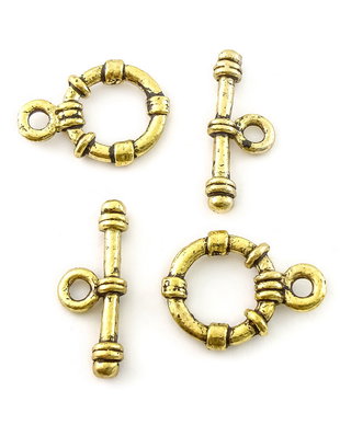 Inchizatoare tip toggle, auriu antichizat, 22x15,5 mm + 24x9,5 mm (cod 13-124)