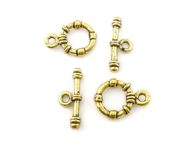 Inchizatoare tip toggle, auriu antichizat, 22x15,5 mm + 24x9,5 mm (cod 13-124)