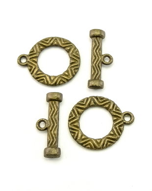Inchizatoare tip toggle, finisaj bronz, 19x16 mm + 19x7,5 mm (cod 13-125)
