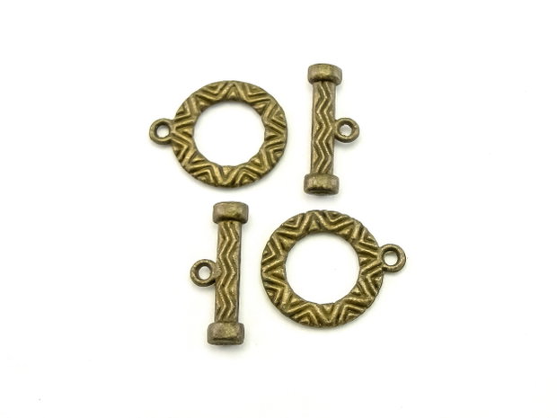 Inchizatoare tip toggle, finisaj bronz, 19x16 mm + 19x7,5 mm (cod 13-125)
