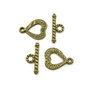 Inchizatoare tip toggle inima, finisaj bronz, 16x12,5 mm + 18x7,5 mm (cod 13-126)