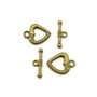 Inchizatoare tip toggle inima, finisaj bronz, 15x12 mm + 16x5,5 mm (cod 13-127)