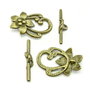 Inchizatoare tip toggle floare, finisaj bronz, 30x20,5 mm + 30x6,5 mm (cod 13-129)