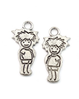 Charm baietel, finisaj argintiu antichizat, 30x15 mm (cod 9-248)