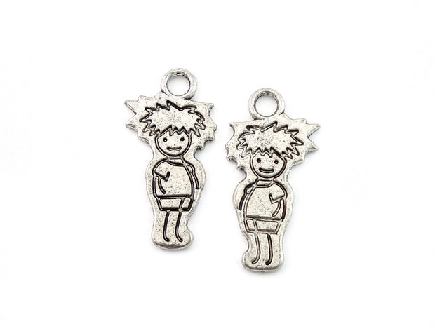 Charm baietel, finisaj argintiu antichizat, 30x15 mm (cod 9-248)