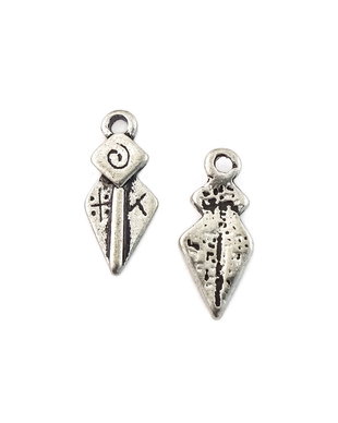 Charm, finisaj argintiu antichizat, 17x7 mm (cod 9-252)