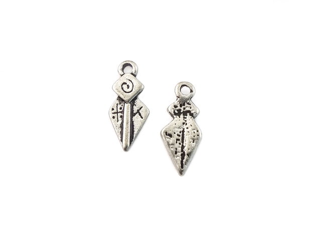 Charm, finisaj argintiu antichizat, 17x7 mm (cod 9-252)