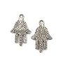 Charm Hamsa, finisaj argintiu antichizat, 22x14 mm (cod 9-254)