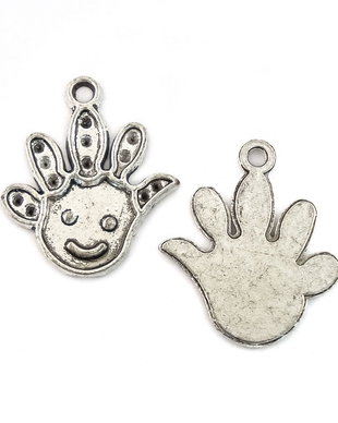 Charm palma, finisaj argintiu antichizat, 23x19,5 mm (cod 9-256)