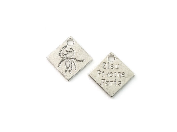 Charm, finisaj argintiu antichizat, 14x14 mm (cod 9-263)