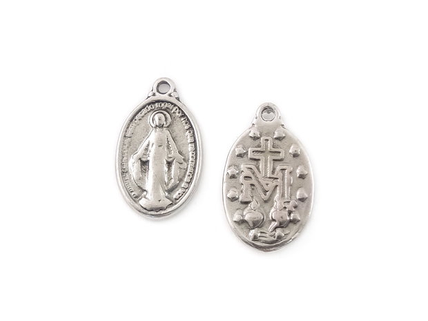 Charm iconita, finisaj argintiu antichizat, 19,5x11,5 mm (cod 9-266)