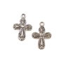 Charm cruciulita, finisaj argintiu antichizat, 19x13 mm (cod 9-268)