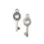 Charm cheie, finisaj argintiu antichizat, 22,5x8 mm (cod 9-271)