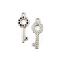 Charm cheie, finisaj argintiu antichizat, 22x8,5 mm (cod 9-272)