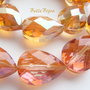 Briolete orange cu efect AB din sticla microfatetata 9x13.5x18 mm