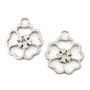 Charm floare, finisaj argintiu antichizat, 26,5x23 mm (cod 9-274)