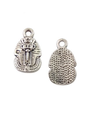 Charm Tutankhamon, finisaj argintiu antichizat, 18,5x11 mm (cod 9-286)