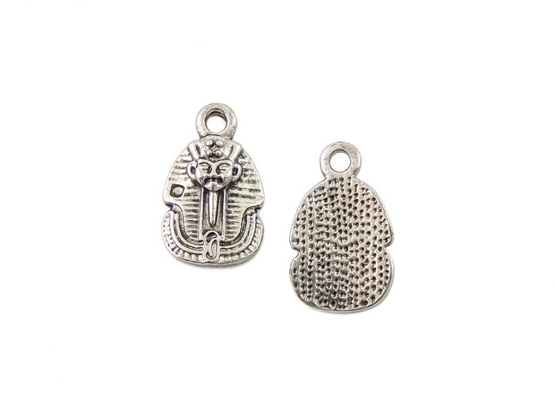 Charm Tutankhamon, finisaj argintiu antichizat, 18,5x11 mm (cod 9-286)