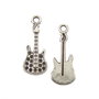 Charm chitara, finisaj argintiu antichizat, 31x12 mm (cod 9-288)