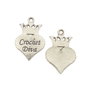 Charm inima, finisaj argintiu antichizat, 23,5x15,5 mm (cod 9-293)