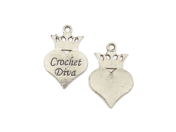 Charm inima, finisaj argintiu antichizat, 23,5x15,5 mm (cod 9-293)