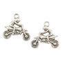 Charm motociclist, finisaj argintiu antichizat, 20x21 mm (cod 9-294)