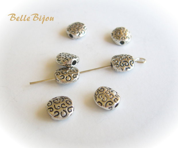 (10 b) Margele plate - distantiere metalice argintii 7x3 mm