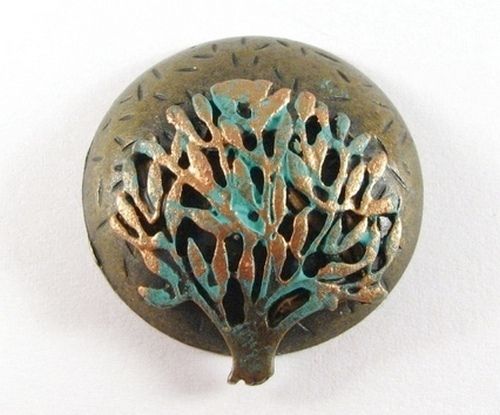 2625 - 2buc Elemente bronz patina oxidare verdigris copacel