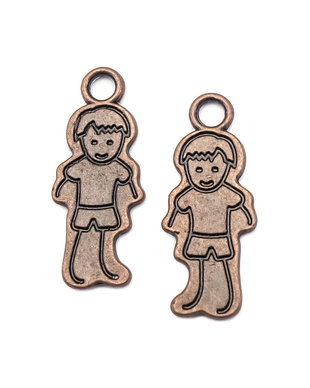 Charm baietel, finisaj cupru antichizat, 31x12,5 mm (cod 9-320)