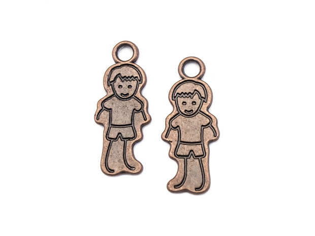Charm baietel, finisaj cupru antichizat, 31x12,5 mm (cod 9-320)