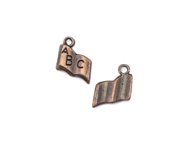 Charm abecedar, finisaj cupru antichizat, 15x11 mm (cod 9-321)