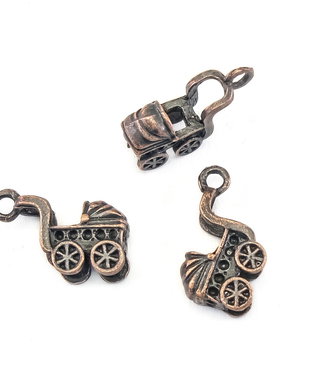 Charm carucior, finisaj cupru antichizat, 16x9x5 mm (cod 9-322)