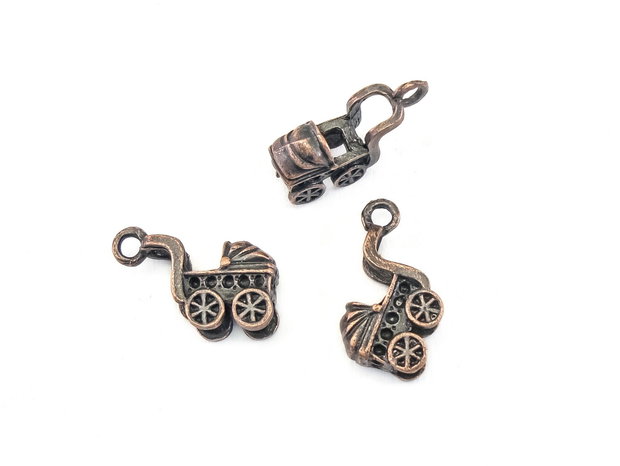 Charm carucior, finisaj cupru antichizat, 16x9x5 mm (cod 9-322)