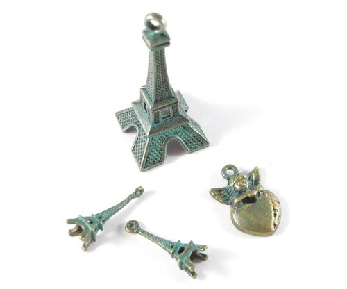 2627 - Set Turn Eiffel bronz patina oxidare verdigris