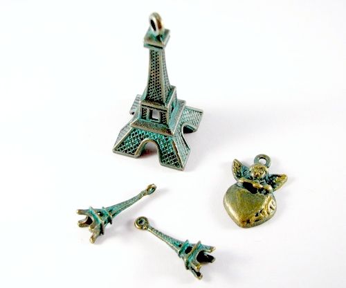 2627 - Set Turn Eiffel bronz patina oxidare verdigris