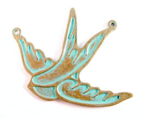 Pandantiv pasare bronz verdigris - 2630