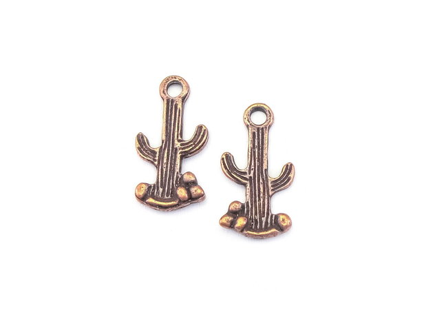 Charm cactus, finisaj cupru antichizat, 18x9,5 mm (cod 9-328)