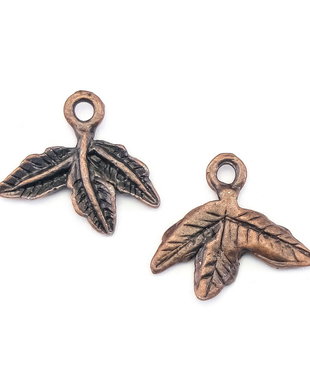 Charm frunze, finisaj cupru antichizat, 16x18 mm (cod 9-329)