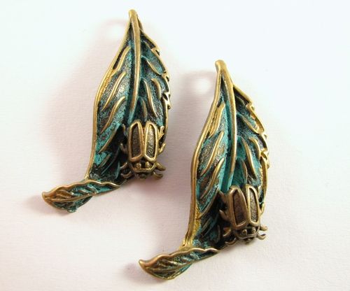 2633 - (2 buc) Charms / Pandantiv bronz si verdigris