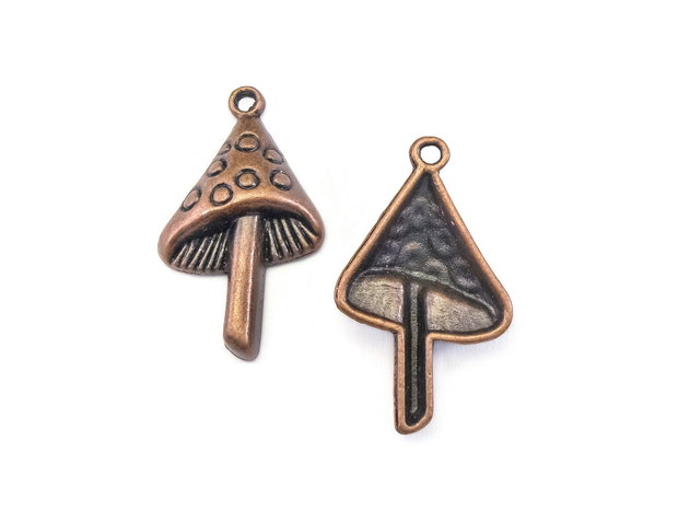Charm ciuperca, finisaj cupru antichizat, 29,5x18 mm (cod 9-330)