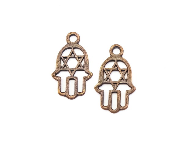 Charm Hamsa, finisaj cupru antichizat, 20,5x12 mm (cod 9-334)