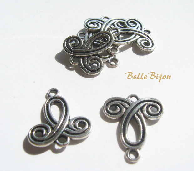 Lalea conector argintiu antichizat 2.9x19x22.5 mm