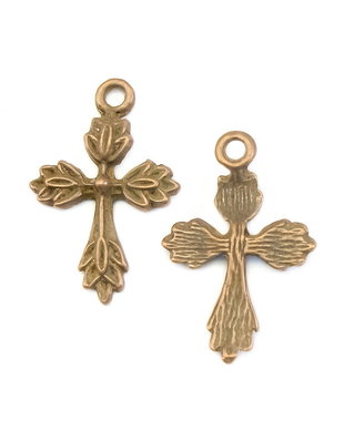 Charm cruciulita, finisaj cupru antichizat, 25x16,5 mm (cod 9-337)