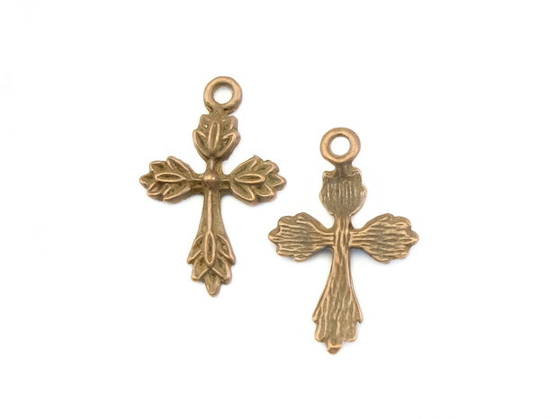 Charm cruciulita, finisaj cupru antichizat, 25x16,5 mm (cod 9-337)
