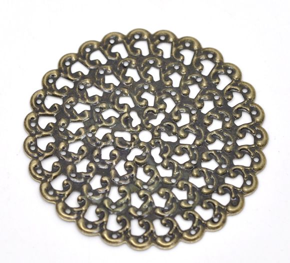 1b pandantiv filigranat / baza cabochon, finisaj bronz ,48mm ( bz 12)