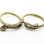 1b inel dublu, sarpe, din cupru , finisaj light bronze , rhinestone, 18mm (cu -2)